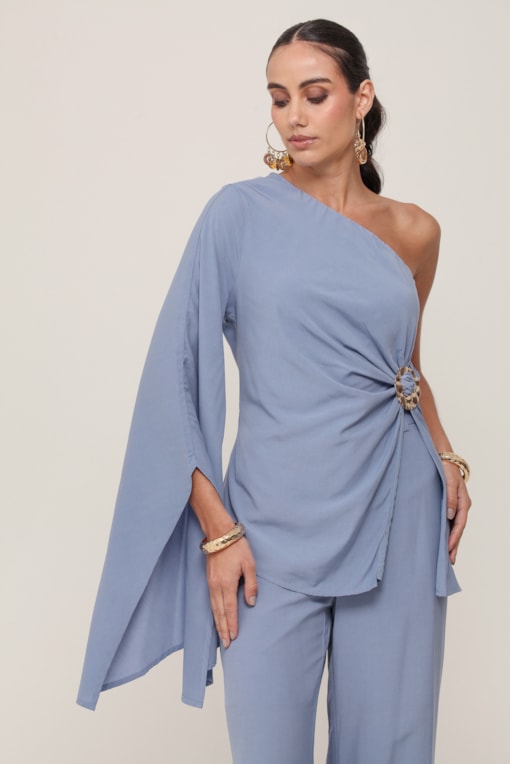 Blusa Um Ombro Só Azul