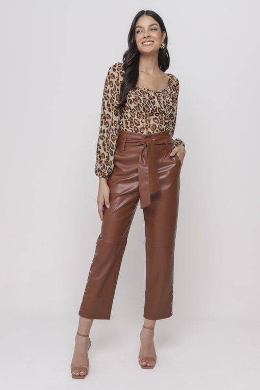 Body Animal Print Franzido        Onça