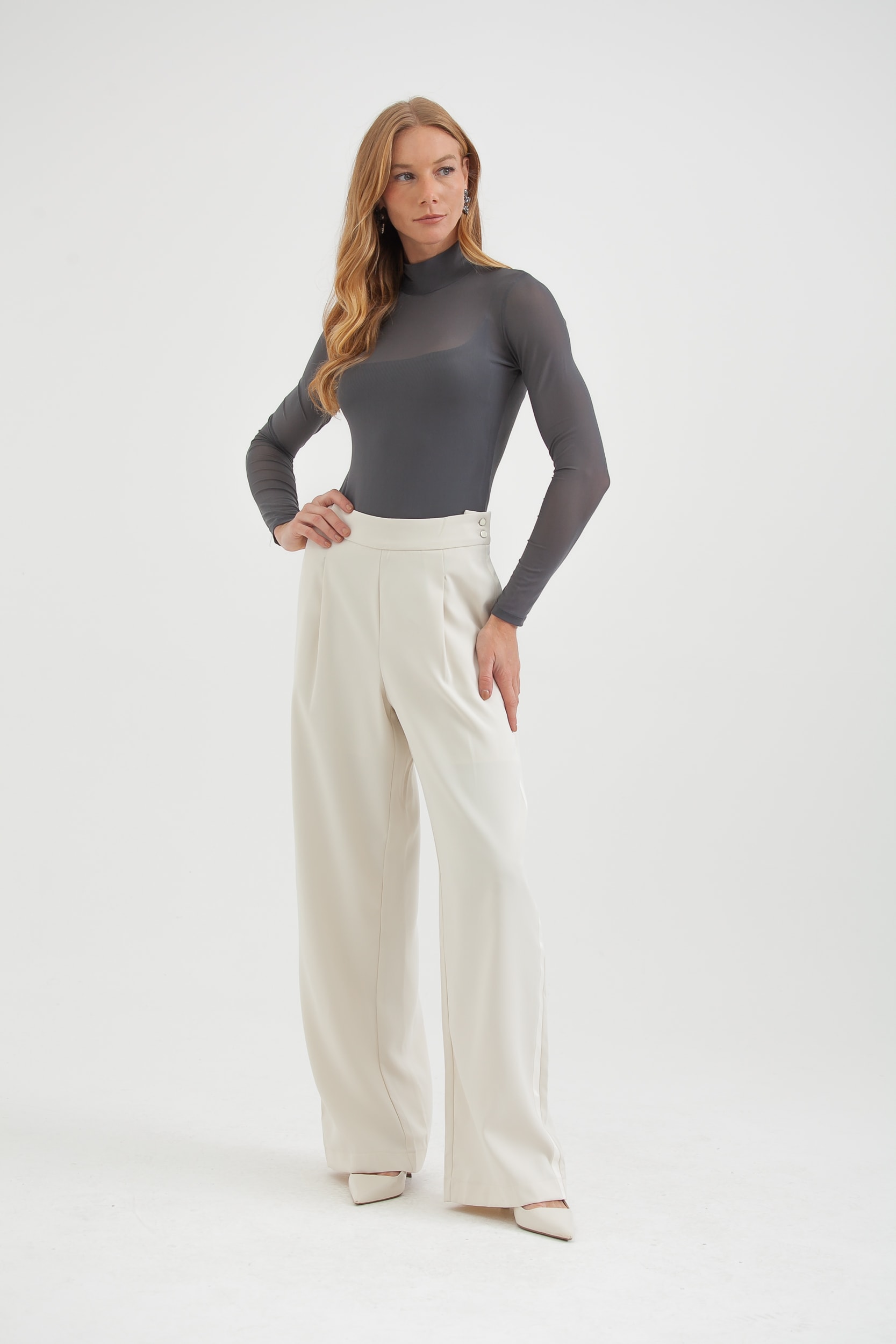 Body De Tule Com Regata Cinza
