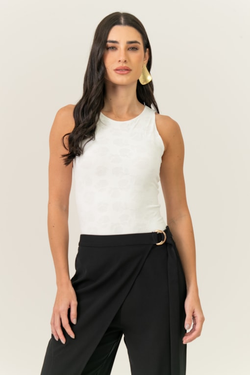 Body Malha De Flores Devorê Off-white