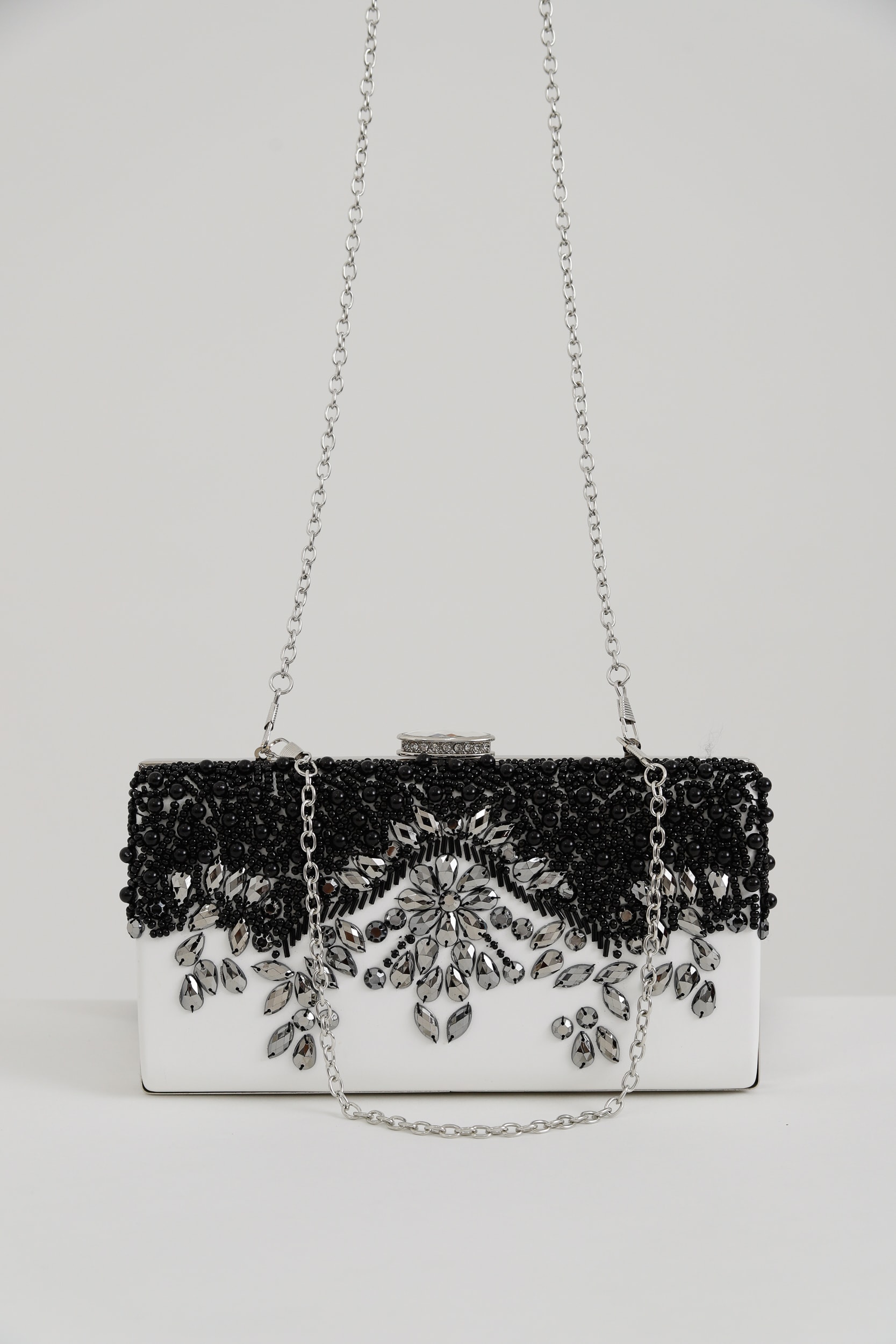 Bolsa Clutch Aplicação Strass Off-white