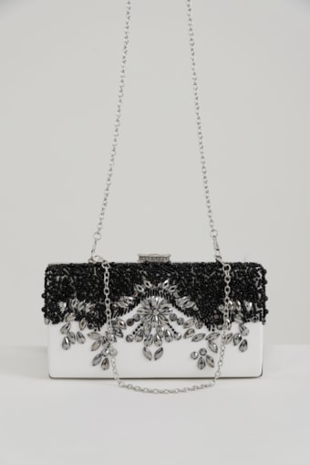 Bolsa Clutch Aplicação Strass Off-white