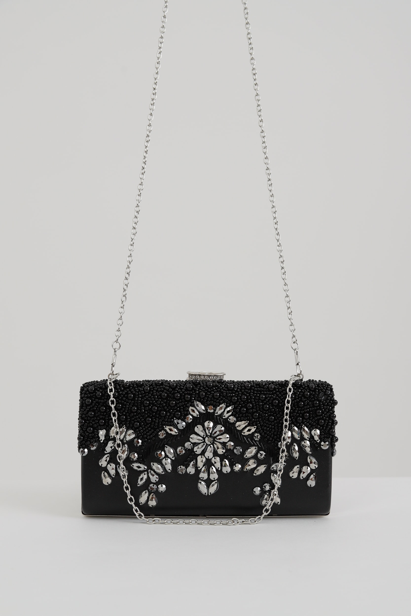 Bolsa Clutch Aplicação Strass Preto