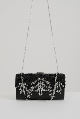 Bolsa Clutch Aplicação Strass Preto