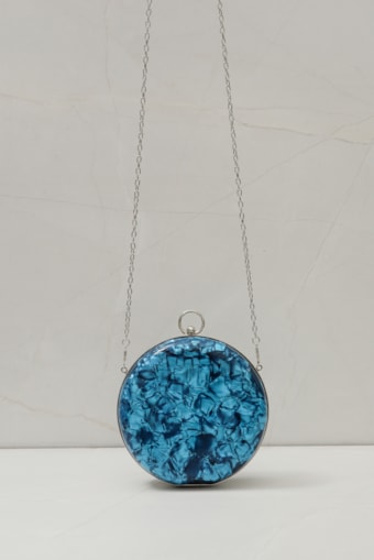 Bolsa Clutch Mármore Redonda   Azul