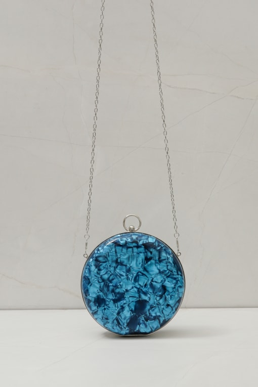 Bolsa Clutch Mármore Redonda   Azul