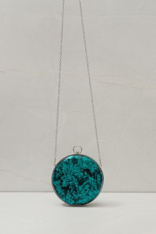 Bolsa Clutch Mármore Redonda   Verde 
