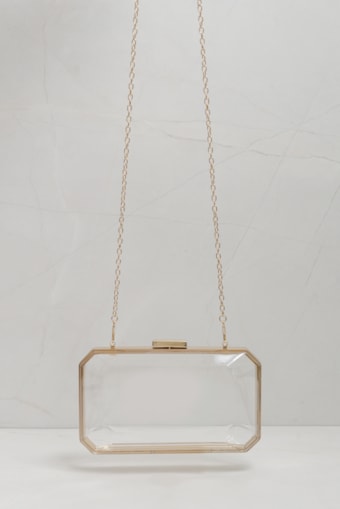 Bolsa Clutch Transparente  Dourado