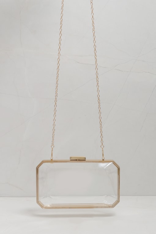 Bolsa Clutch Transparente  Dourado