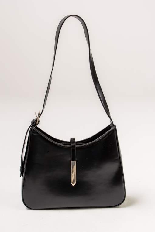 Bolsa De Ombro Detalhe Metal Preto