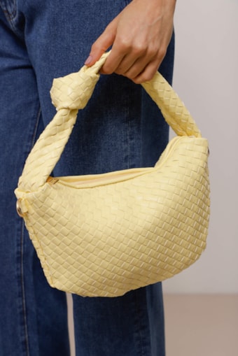Bolsa Hobo Trama Tressê   Amarelo