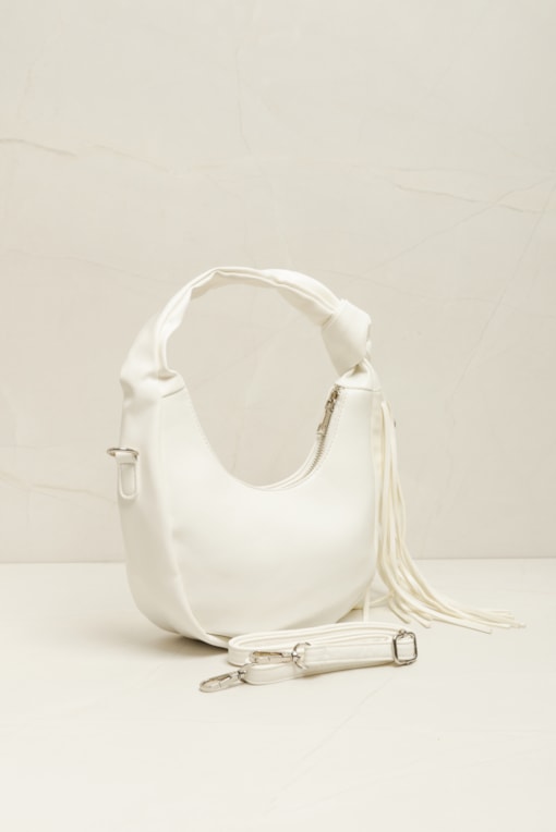 Bolsa Meia Lua Alça Nó  Off-white