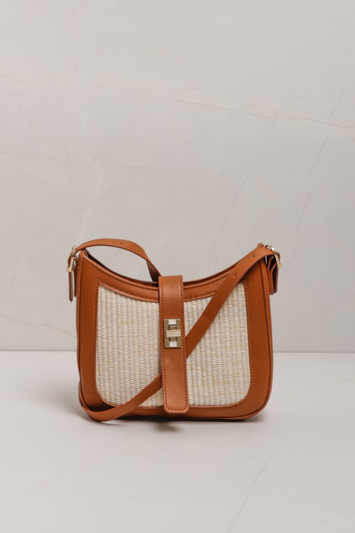 Bolsa Palha com Alça PU  Caramelo
