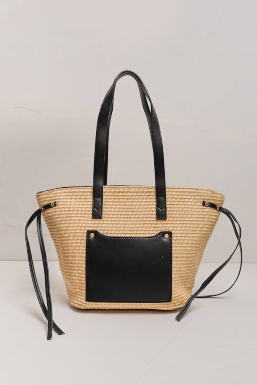 Bolsa Palha Tore Trama Bicolor Preto