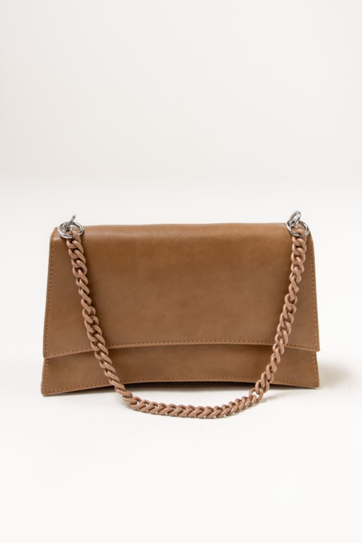 Bolsa Pequena Com Alça De Corrente Bege