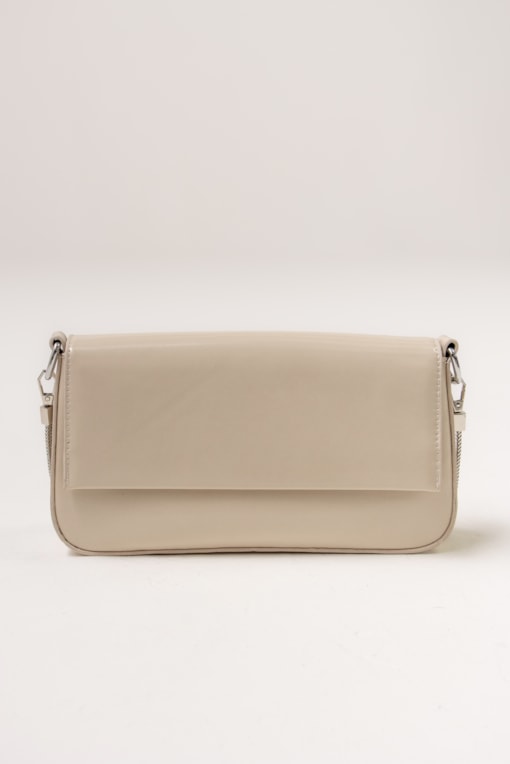 Bolsa Pequena Com Alça De Corrente Snake Bege