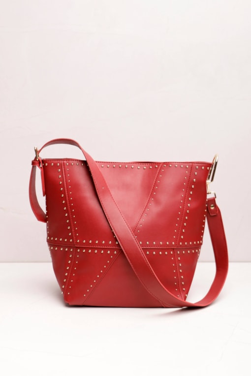 Bolsa PU Tote Tachinhas Vinho