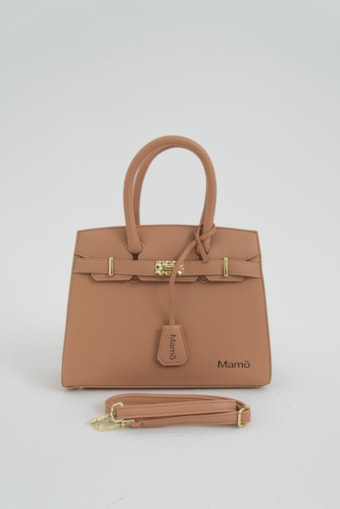 Bolsa Satchel Estruturada Clássica Bege