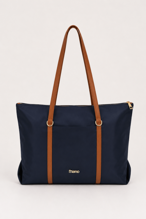 Bolsa Shopping Grande com Tiras Azul