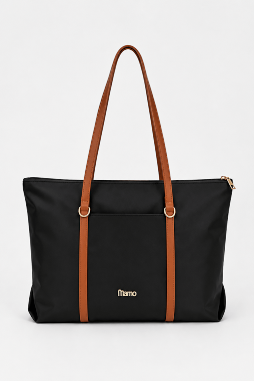 Bolsa Shopping Grande com Tiras Preto