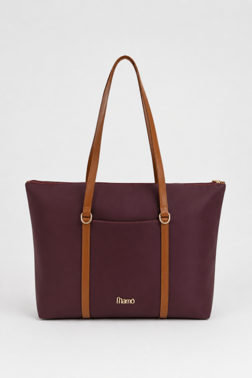 Bolsa Shopping Grande com Tiras Vinho