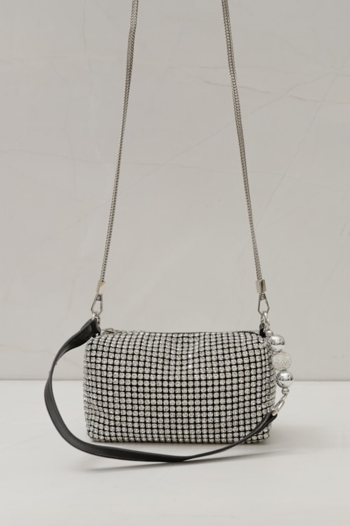 Bolsa Strass Quadrada   Prata