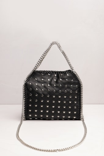 Bolsa Tote Tachas Estrelas e Correntes  Preto