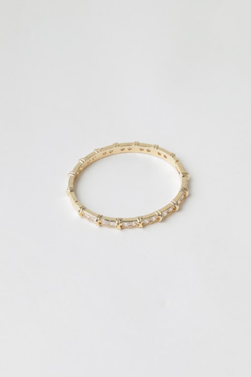 Bracelete Fino Com Strass Dourado