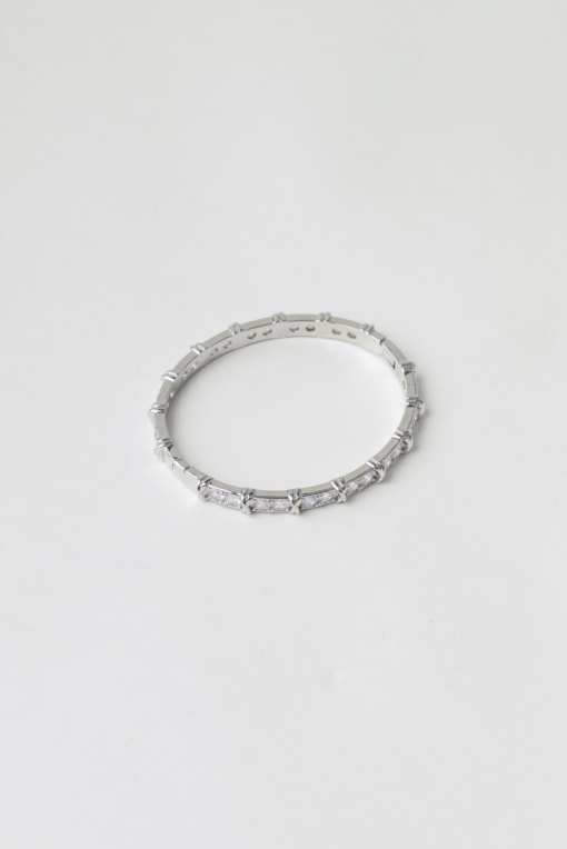 Bracelete Fino Com Strass Prata