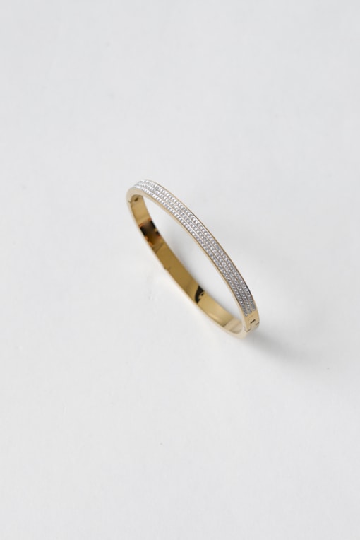 Bracelete Fino Cravejado Strass Dourado