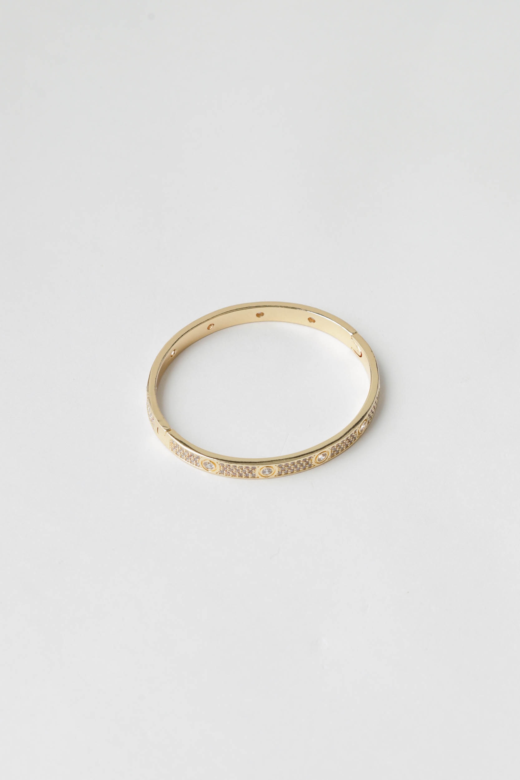 Bracelete Fino Cravejado Strass E Circulos Dourado