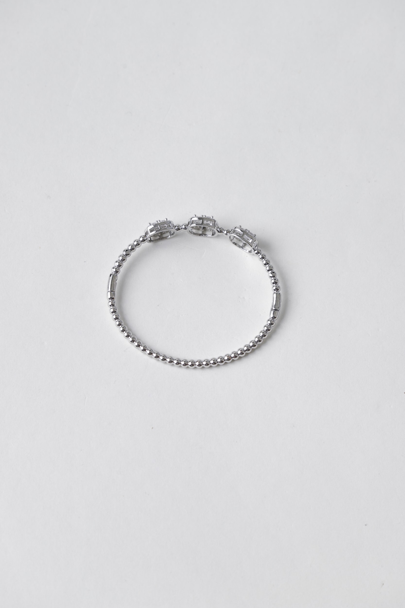 Bracelete Fino Três Pedras Strass Prata