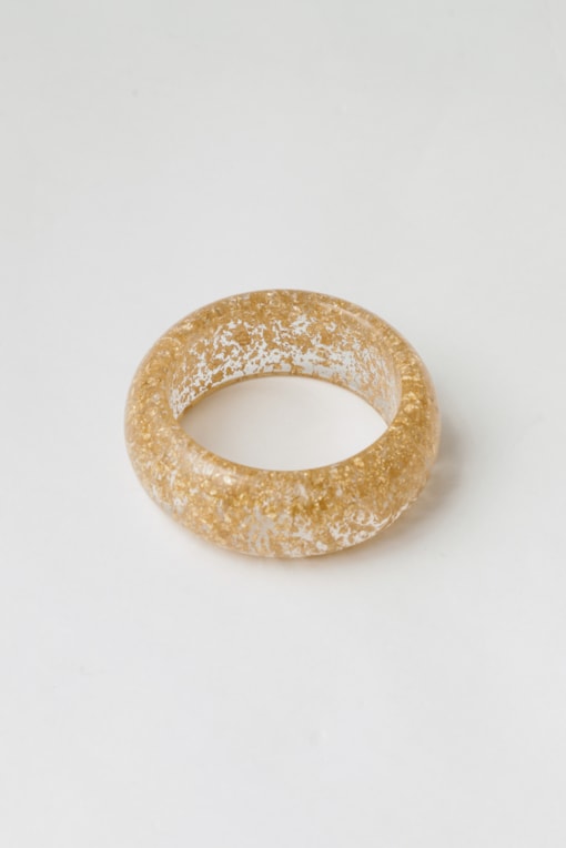 Bracelete Resinado Largo Abaulado Dourado