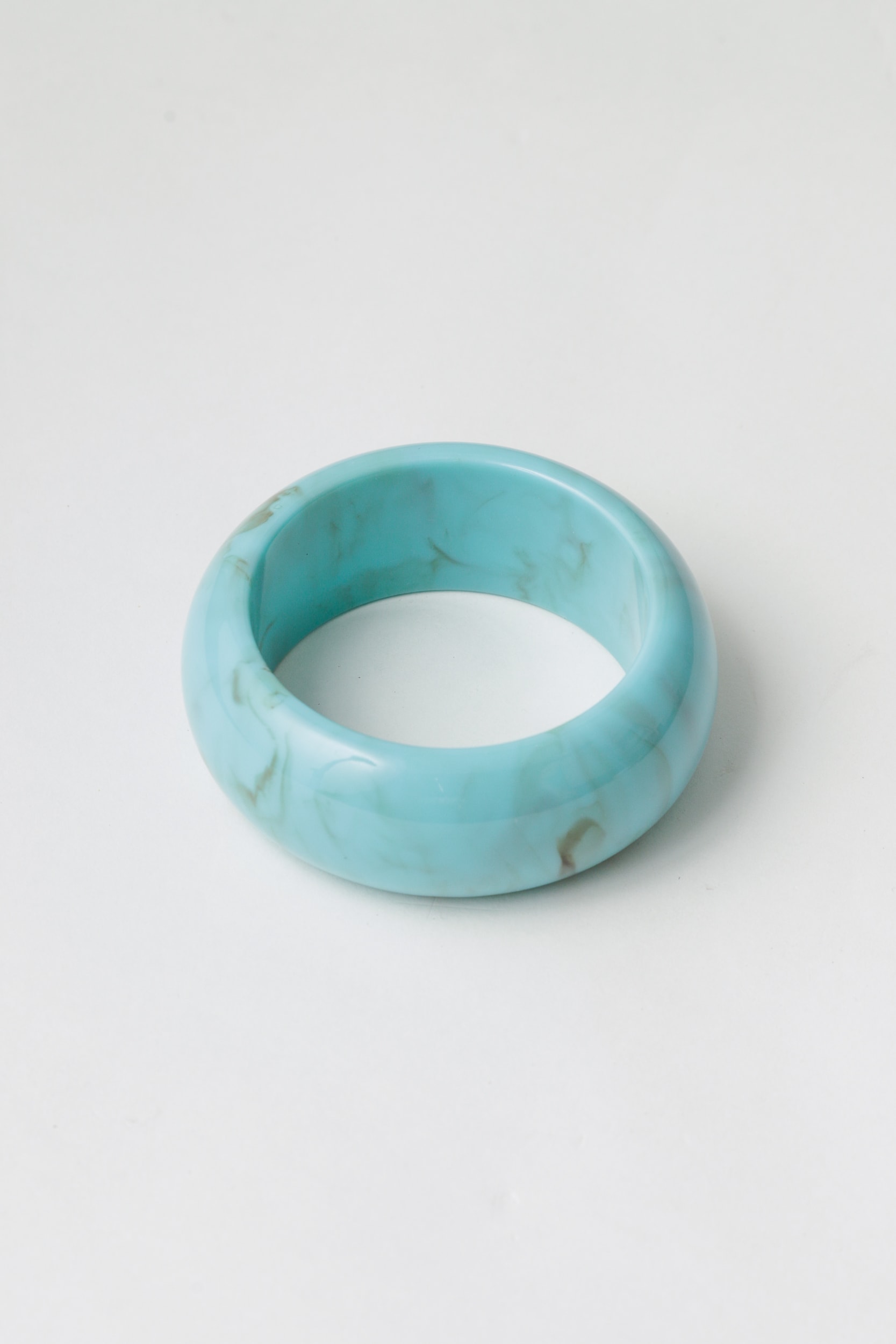 Bracelete Resinado Largo Abaulado Turquesa