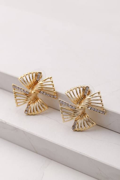 Brinco Aramado Strass  Dourado