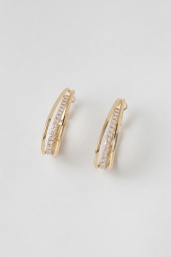 Brinco Argola Alongada com Strass Dourado