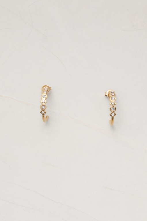 Brinco Argola com Strass  Dourado