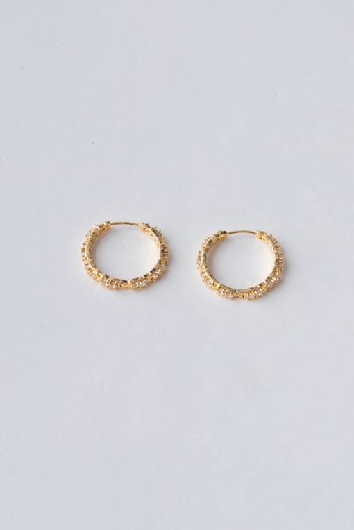Brinco Argola Com Strass Dourado