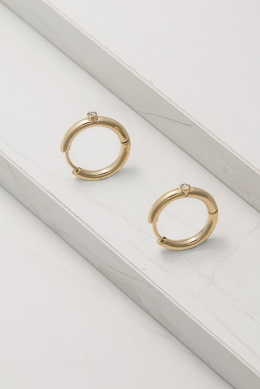 Brinco Argola Pedra Strass  Dourado