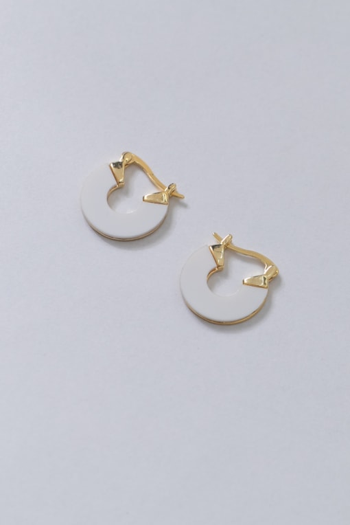 Brinco Argola Pequena Chapada Com Resina Dourado