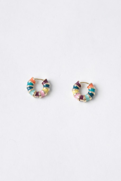 Brinco Argola Pequena Esmaltada Multicor Multicolor