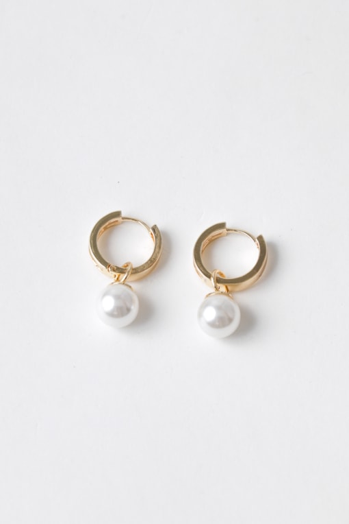 Brinco Argola Pequena Strass Com Pérola  Dourado