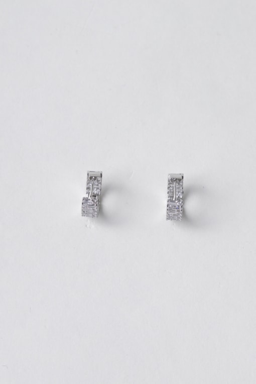 Brinco Argola Pequena Strass Prata