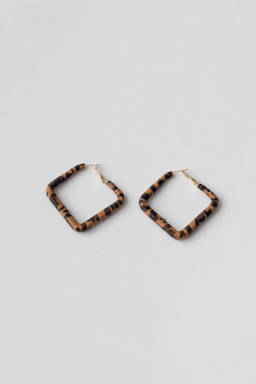 Brinco Argola Quadrada Pu Animal Print Onça