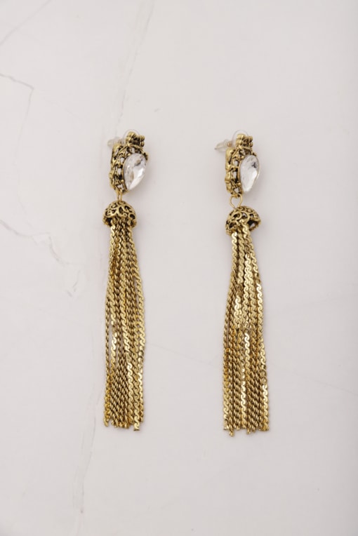Brinco Barbicacho Pedra  Dourado