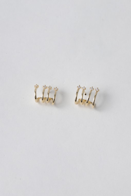 Brinco Cuff Com Ponta De Strass Dourado
