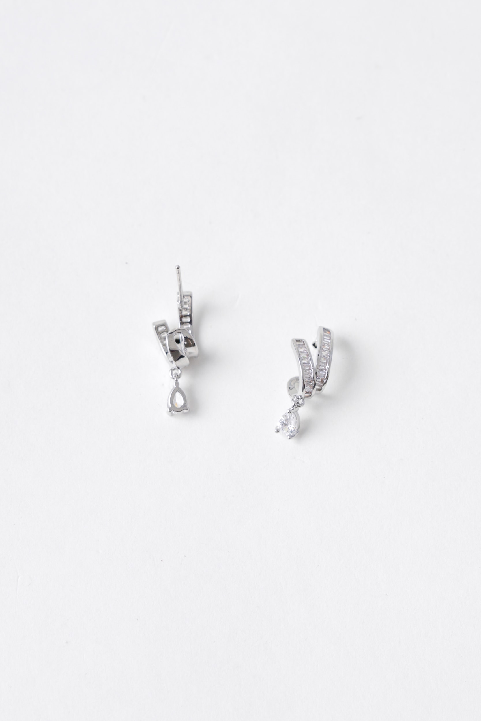 Brinco De Strass E Pingente Brilho Prata