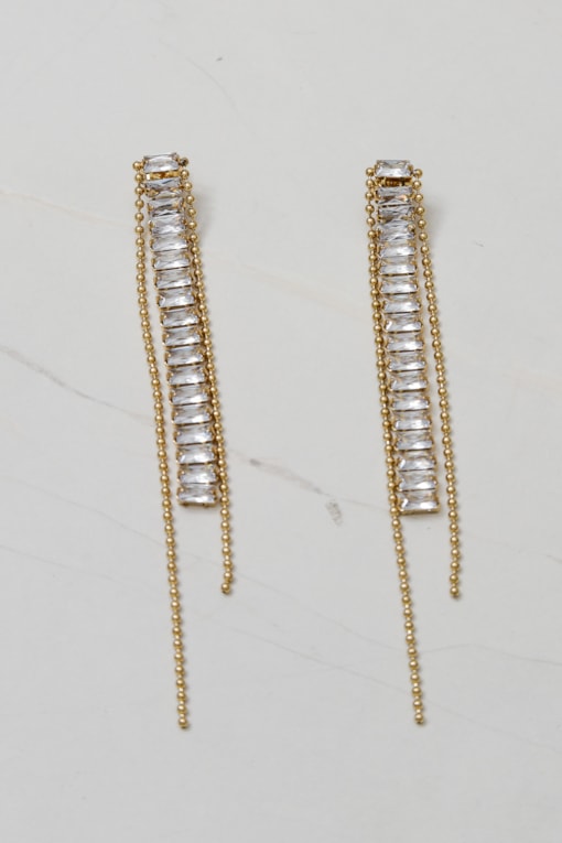 Brinco Detalhe Pedras  Dourado