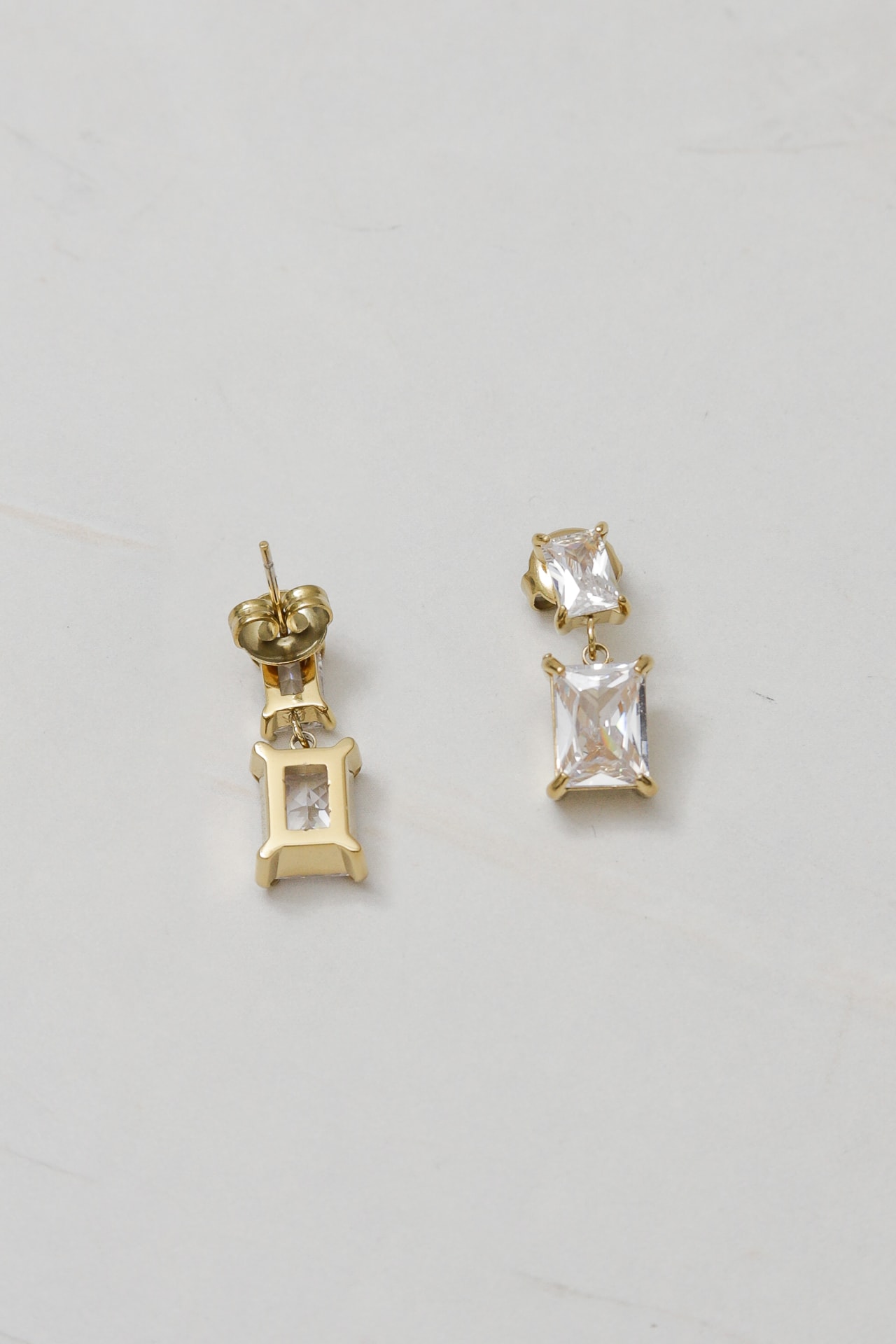 Brinco Duplo Brilho  Dourado