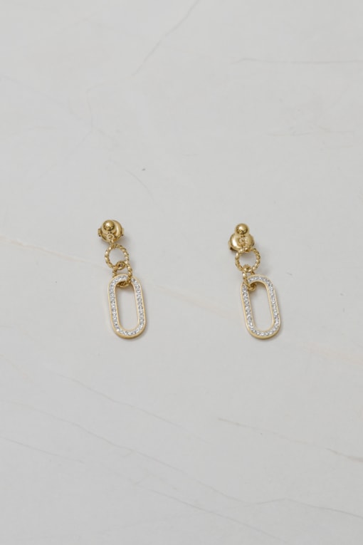 Brinco Elos Strass  Dourado
